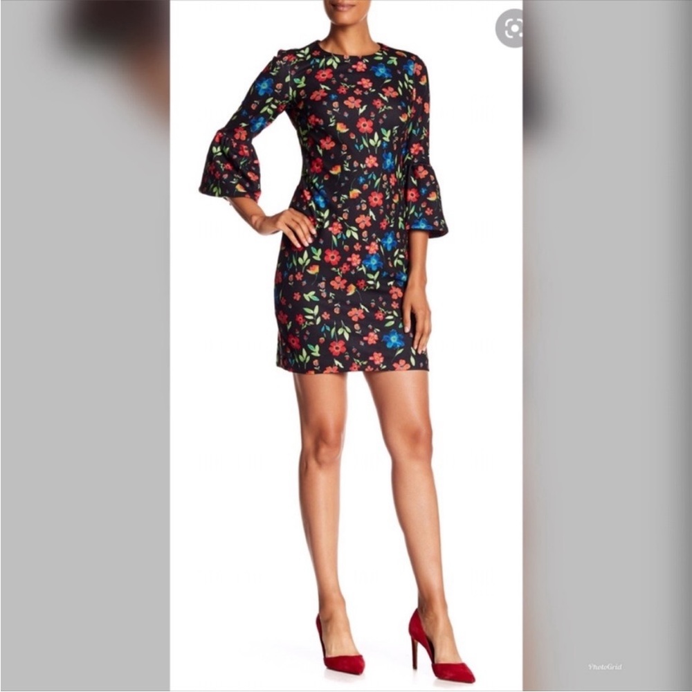 Calvin Klein Floral Bell Sleeve Dress